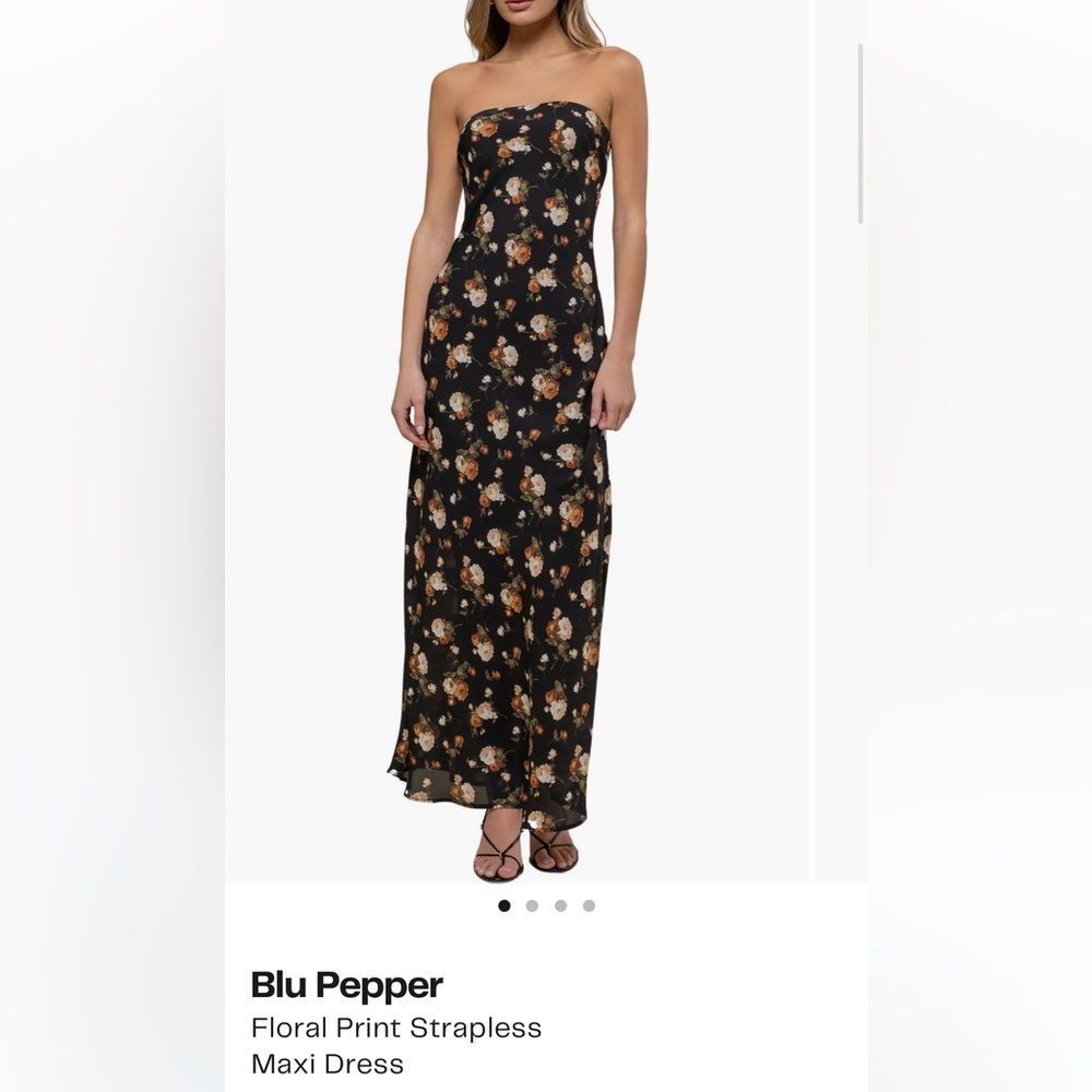 Blu Pepper
Floral Print Strapless
Maxi Dress
